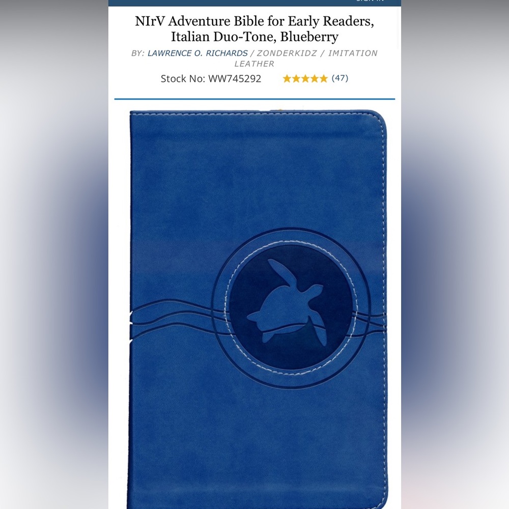 NIrV Adventure Bible for early readers Italian Duo-Tone, Blueberry, leather.